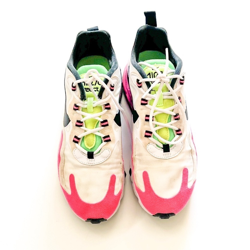 Neon Pink & Green Nike Air70 React Sneakers 7.5 - Picture 2 of 12